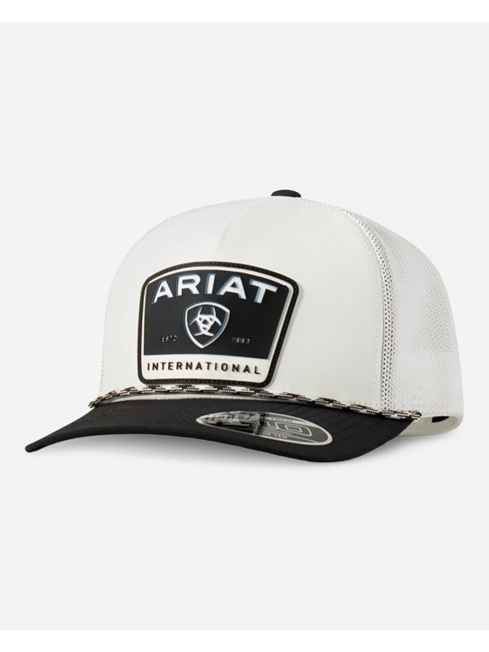 Men's White Flexfit Trucker Cap, Adjustable Fit, Stylish Rubber Patch, Casual